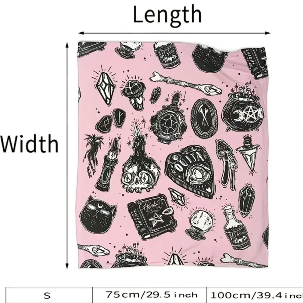 New Pink and black Quija Witchy Blanket